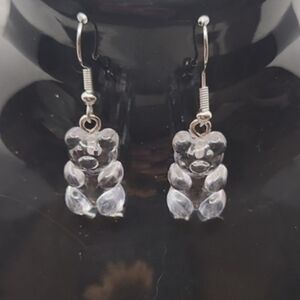 Clear Fashionable Novelty Candy Gummy‎ Bear Dangle Drop Resin Earrings